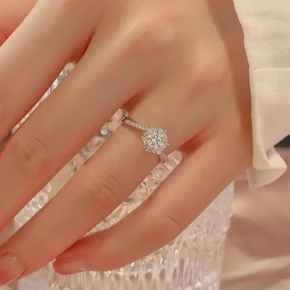 Imitation Moissanite Star Woven Ring Eight Hearts and Eight Arrows Zircon White Gold Twisted Arm Design Engagement Diamond Ring