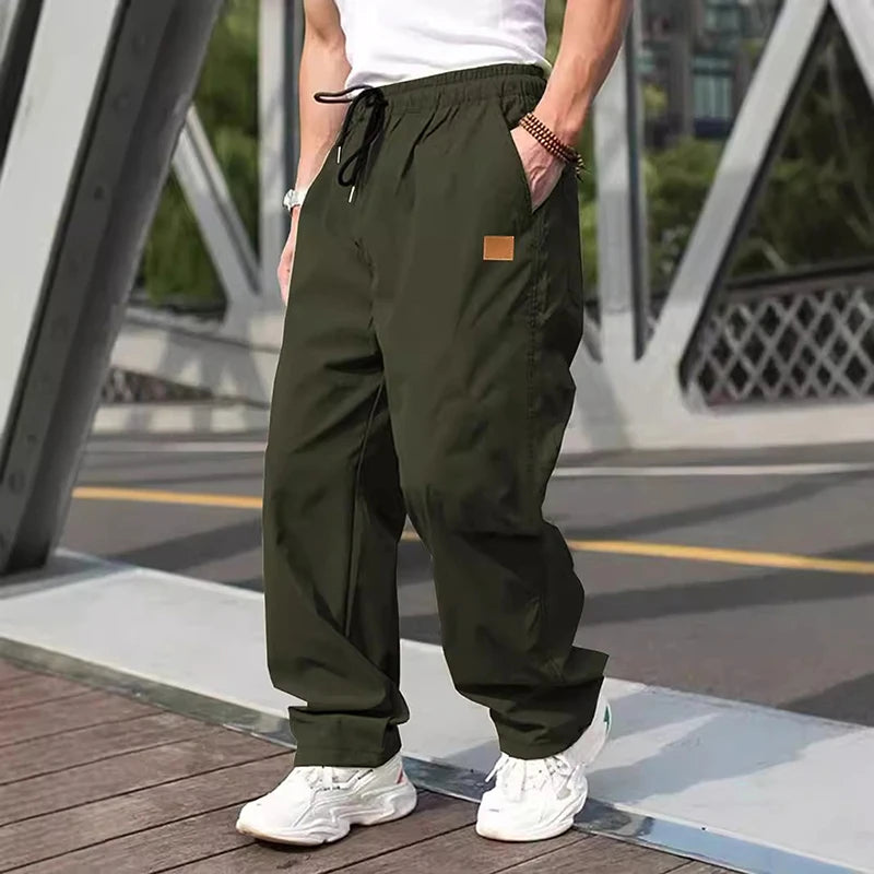 Men s Relaxed Fit Cargo Pants with Adjustable Drawstring Waistband and Multiple Pockets for Everyday Wear