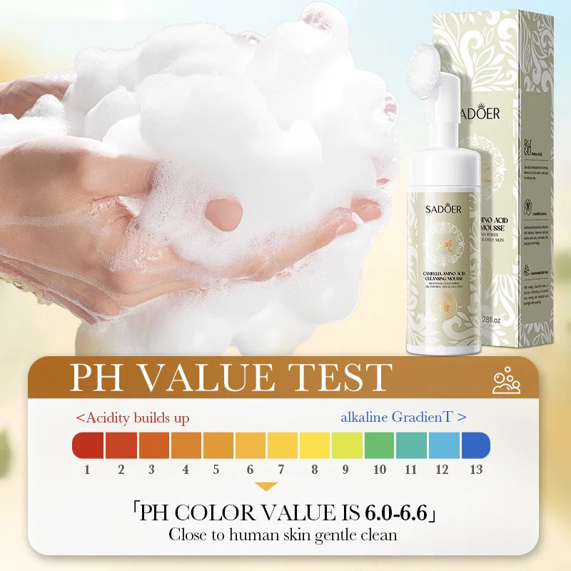 SADOER Camellia Facial Cleanser Facial Massage Moisturizing Anti-aging Anti Wrinkles Deep Cleansing Face Wash Foam Cleanser Halalzen