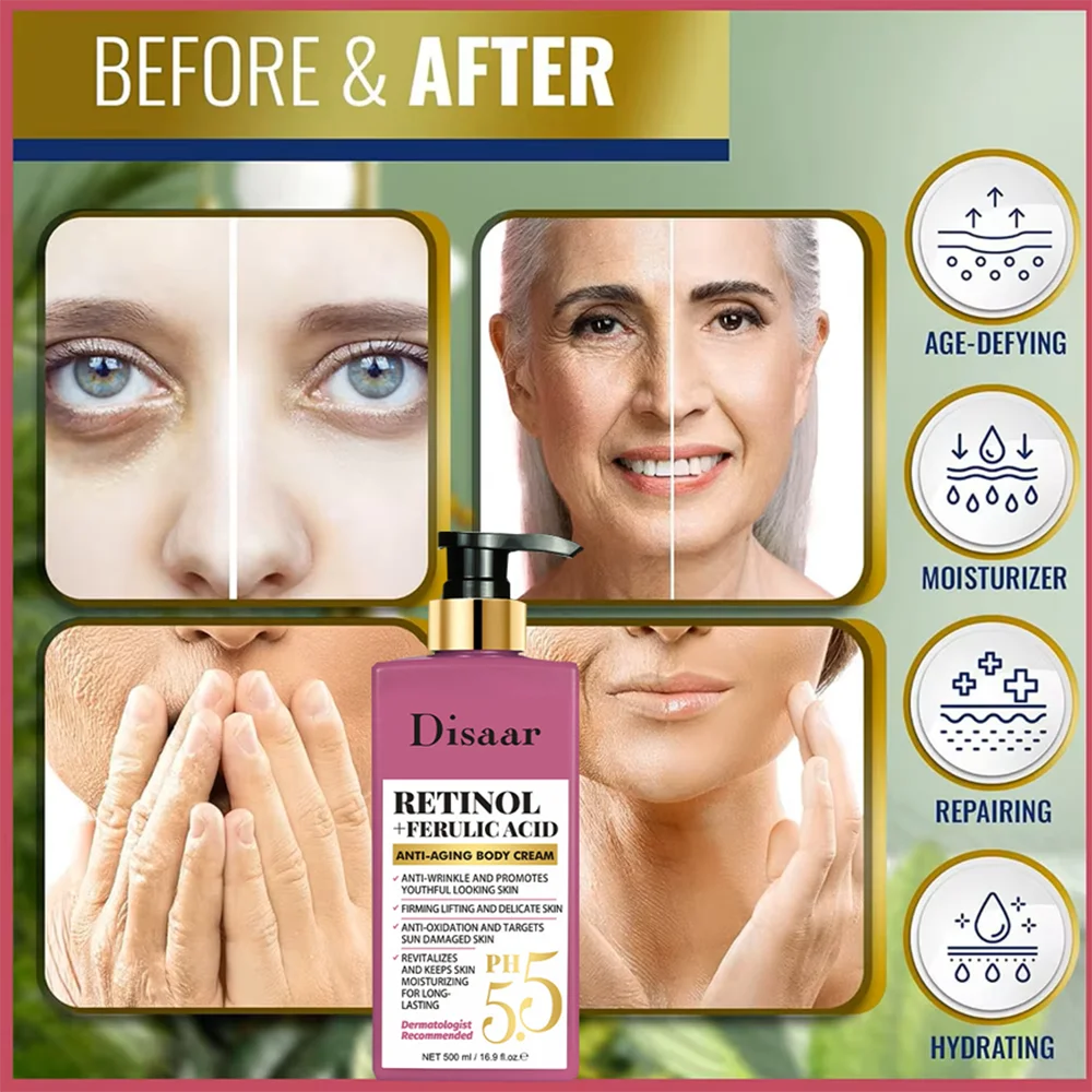 PH 5.5 Retinol Body Lotion Firming Moisturizer Wrinkle Cream Boosts Skin Firmness For Face, Body, Dry Skin Improves Elasticity