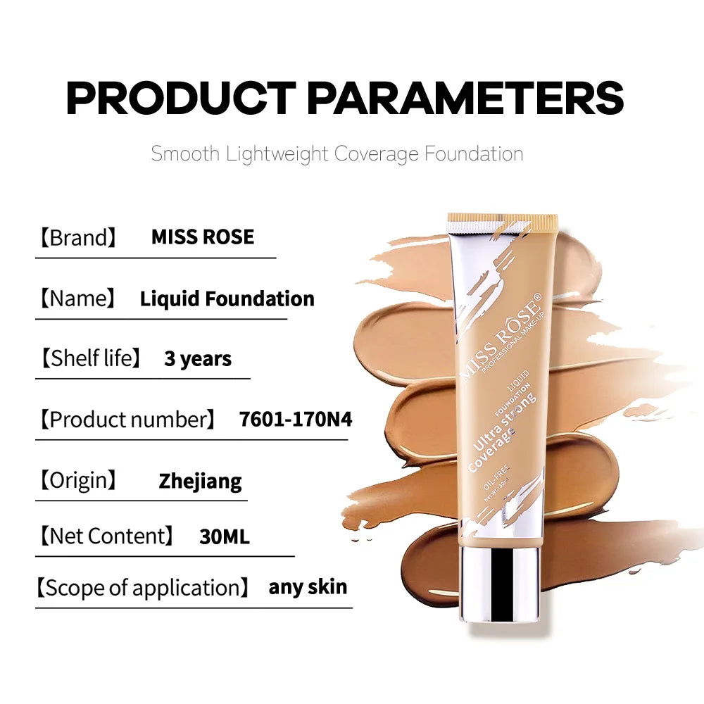 Oil‑control LongLasting Foundation Cream Natural Buildable Coverage Concealer Makeup Base Sweat Proof Non‑fading Facial Cosmetic