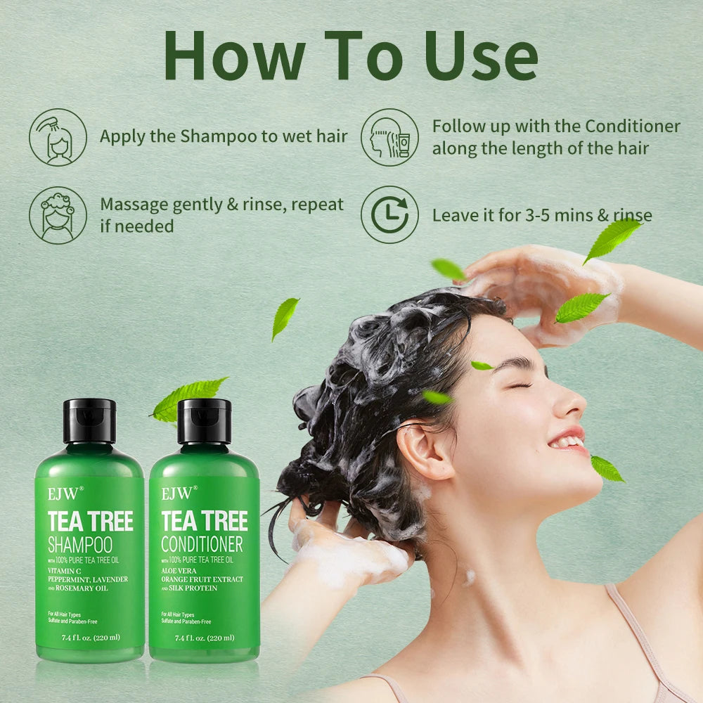 Tea Tree Oil Shampoo and Conditioner  Set| Refreshes Scalp, Soothes,Cleanses  Buildup, Clarifying for Oily Hair|Pure Tea Tree Halalzen
