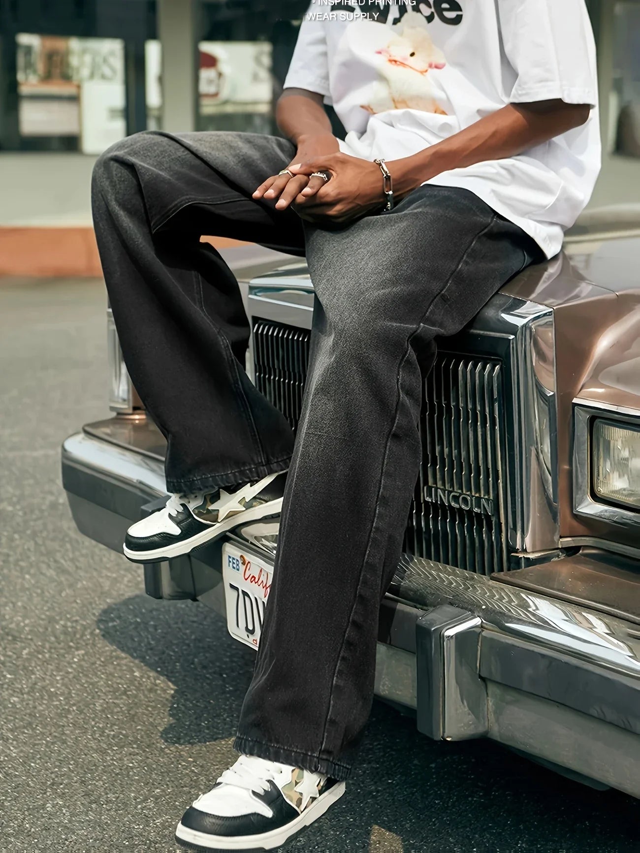 Men'S Skinny Fit Wide Leg Jeans, Men'S Stylish Comfy Denim Pants, Versatile For Four Seasons