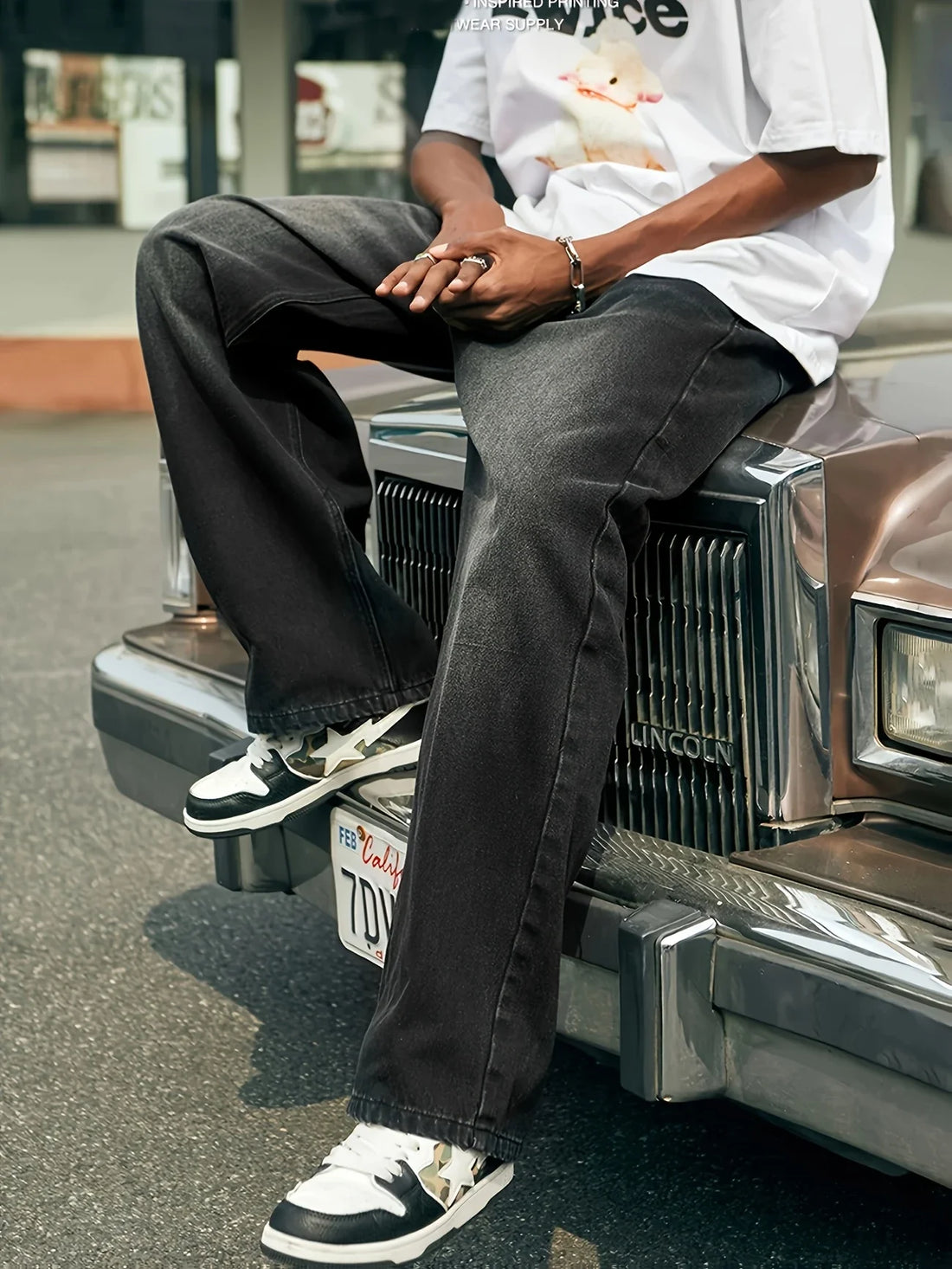 Men'S Skinny Fit Wide Leg Jeans, Men'S Stylish Comfy Denim Pants, Versatile For Four Seasons