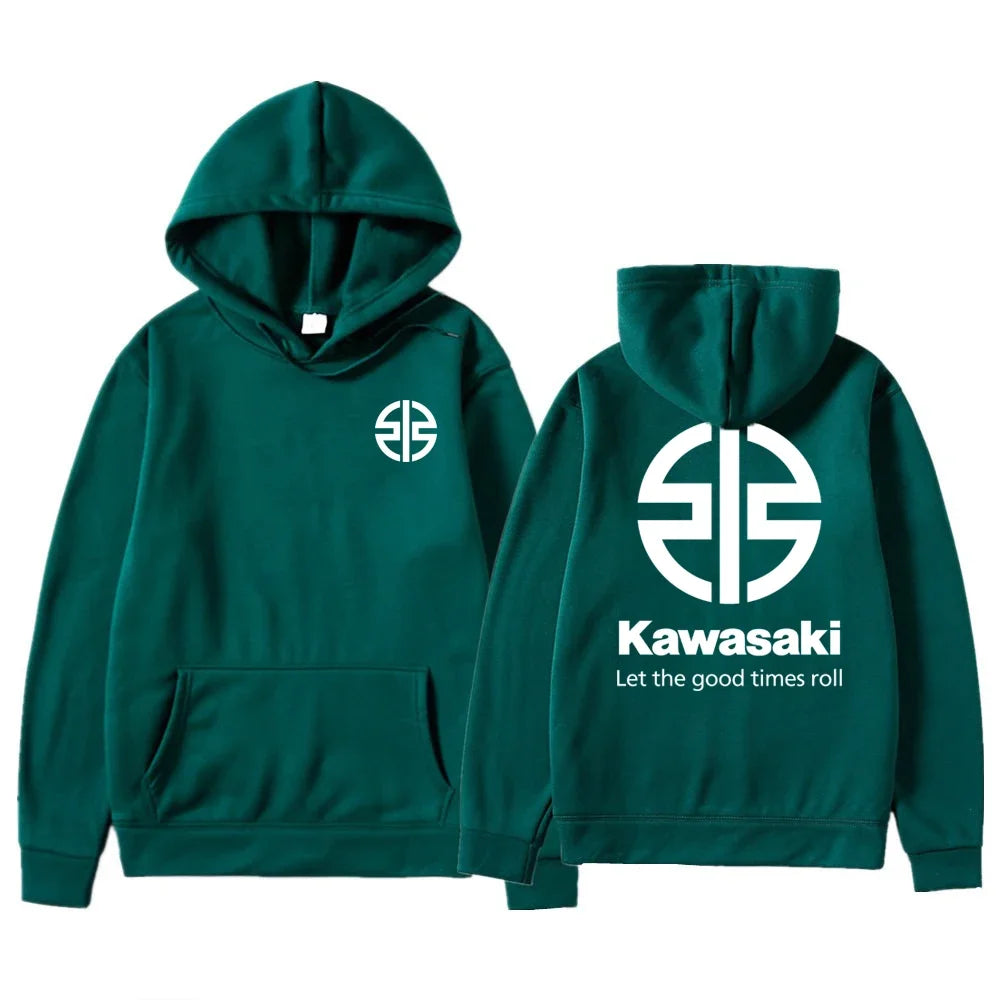Spring and Autumn Men's New Kawasaki River Mark Logo Hoodie Women's Casual Sports Hoodie Couple Street Fashion Top