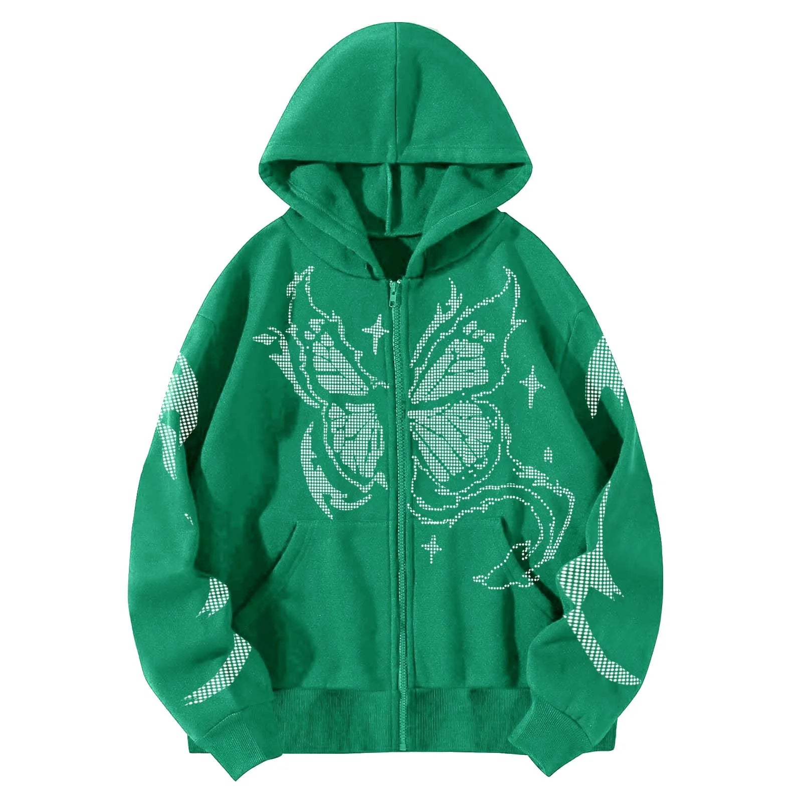 Hoodies Y2k Women Fashion Casual Monogram Print Long Sleeve Drawstring Hooded Sweatshirt Butterfly 2000s Clothes Y2k