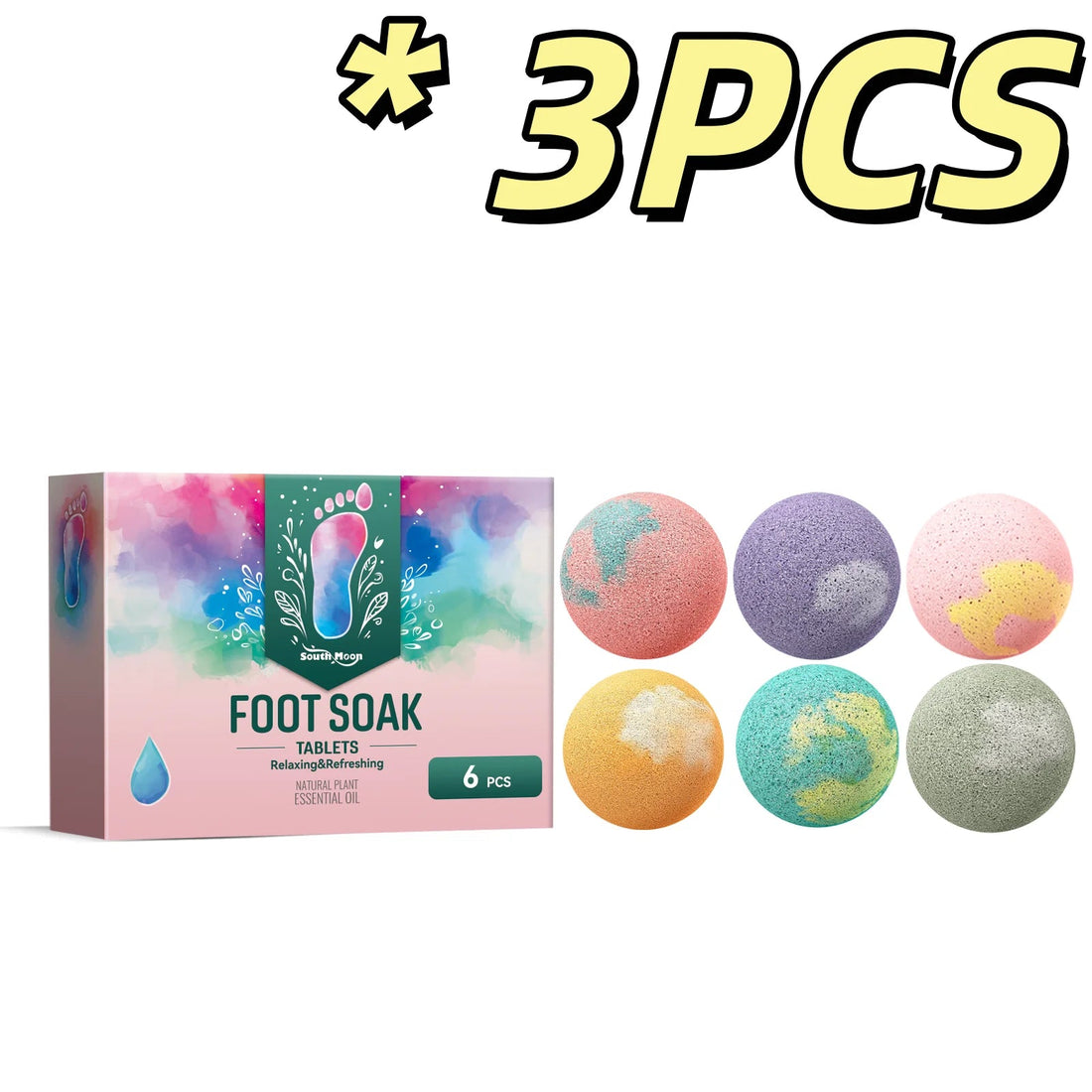 South Moon Foot Soak Tablet Relieve Fatigue Warmth Foot Soaking Promote Circulation Soften Cuticle Herbal Extract Feet Bath Ball Halalzen
