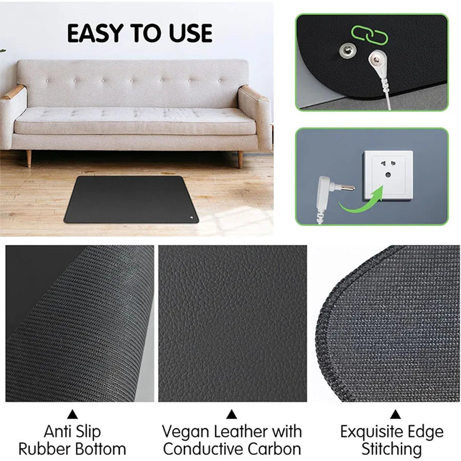 Grounding pad, sleep grounding pad, non slip carbon PU leather, grounding yoga pad, Suitable for both home and office work use