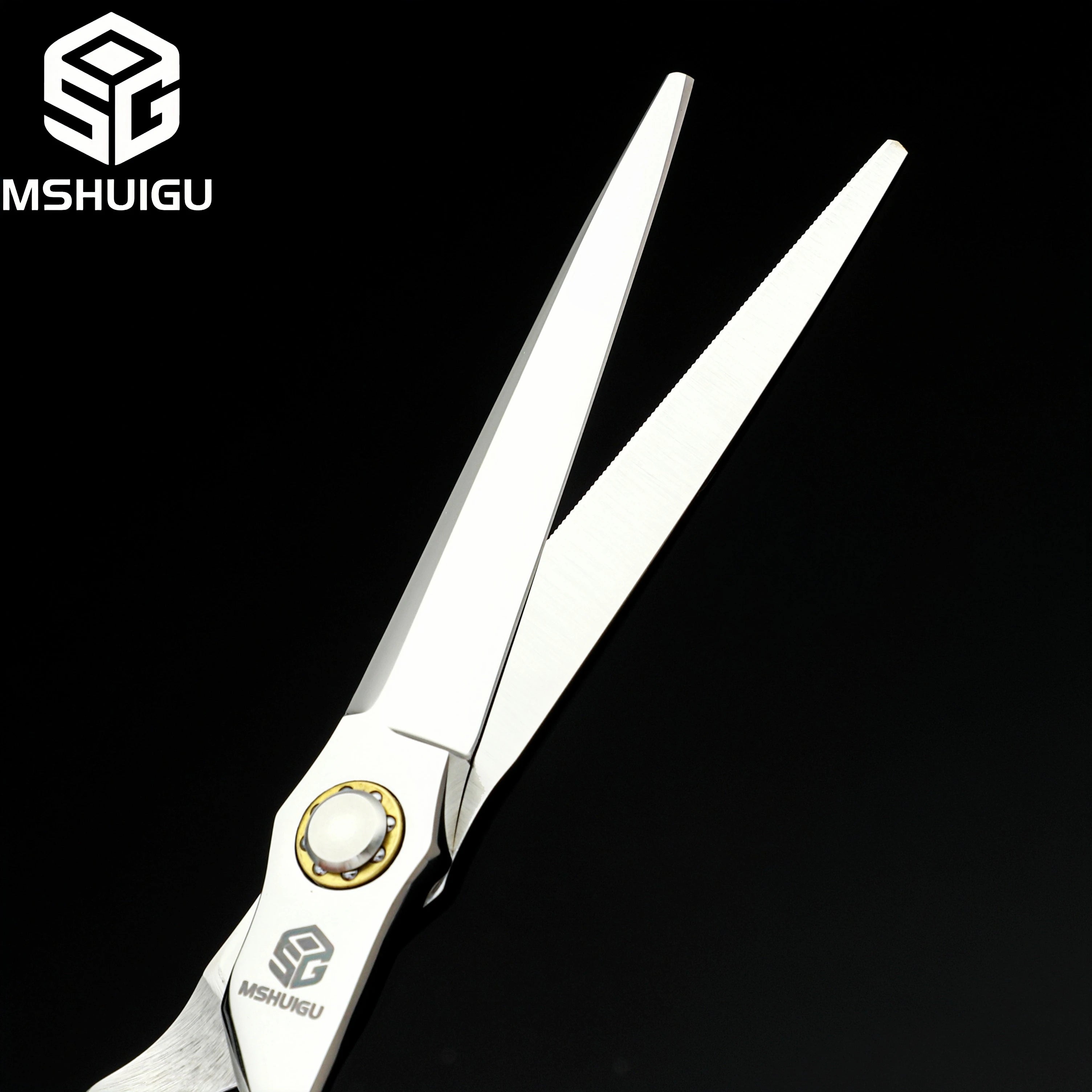 MSHUIGU 440C Professional Barber Scissors 6-7 Inch Laser Wire Serrated Blade Multi-Functional Thinning Hair Shears for Salon Too