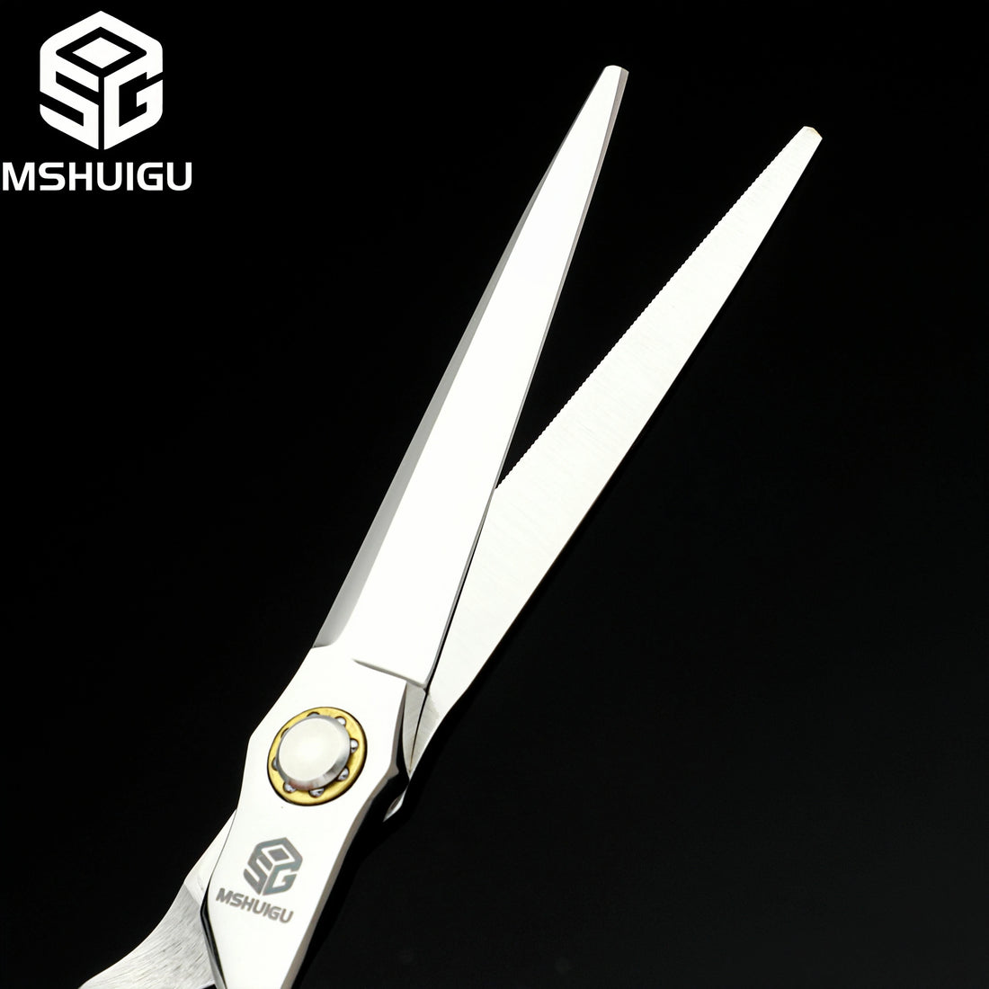 MSHUIGU 440C Professional Barber Scissors 6-7 Inch Laser Wire Serrated Blade Multi-Functional Thinning Hair Shears for Salon Too
