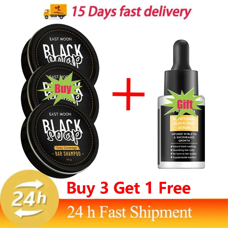 50G White Hair to Black Soap Restores Gray Beard Cleanses Hair Nourishes Black Hair Brightens Hair Men Women Shampoo Hair Care Halalzen