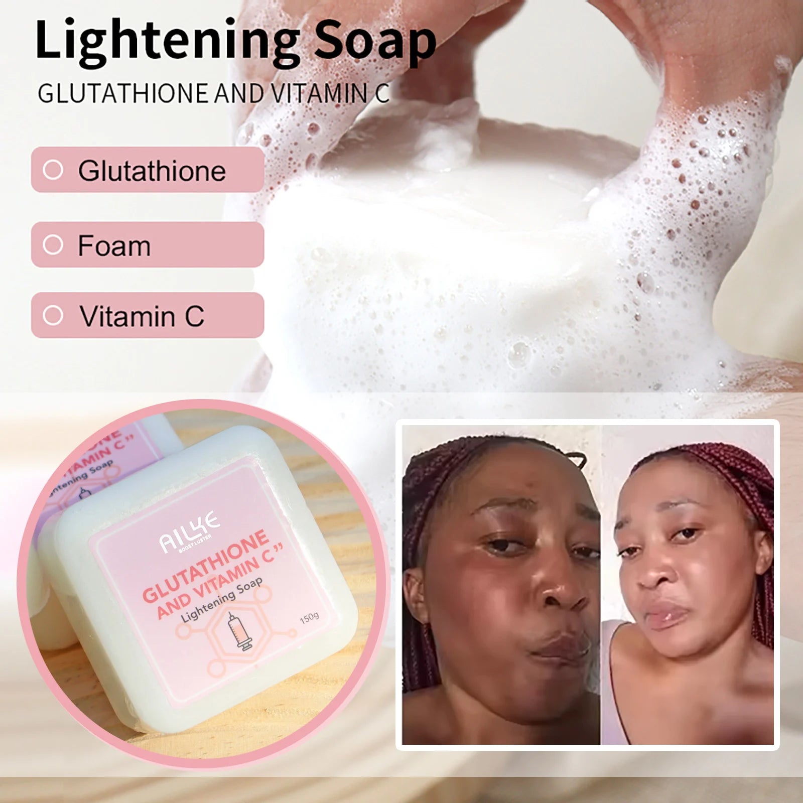 AILKE Whitening Skin Care Set, With Glutathion Vitamin C, Brighter Smoother Skin, Reduce Dark Spots, Clean Skin, Moisturizing Halalzen