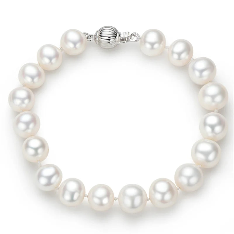 OXTAO 925 Silver Natural Freshwater Pearl Bracelet Women'S Daily Wear Elegant Bracelet Jewelry Anniversary Birthday Gift
