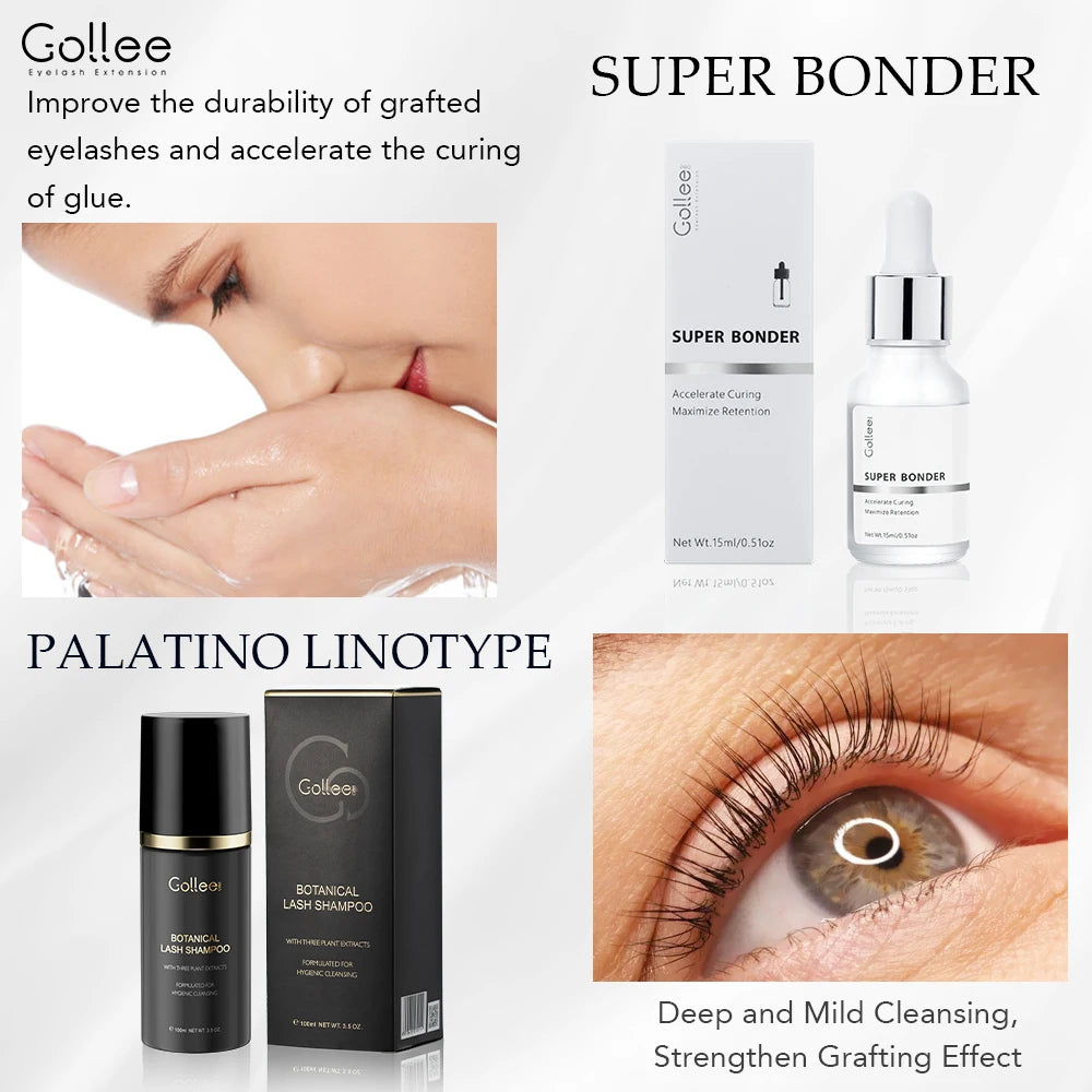 Gollee Eyelash 100ml Foam Cleaner for Clean Lashes Non-Irritating with Soft Brush Shampoo Eye Extension Clean Gentle Makeup Tool