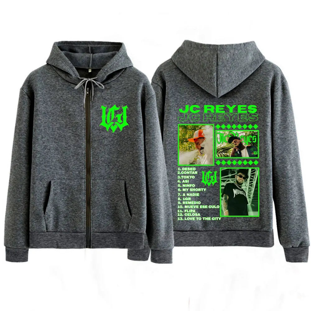 Rapper Jc Reyes Tour 2025 Graphic Zipper Jacket Winter Man Woman Fashion Hip-hop Hoodie Oversized Casual Loose Zip Uo Sweatshirt