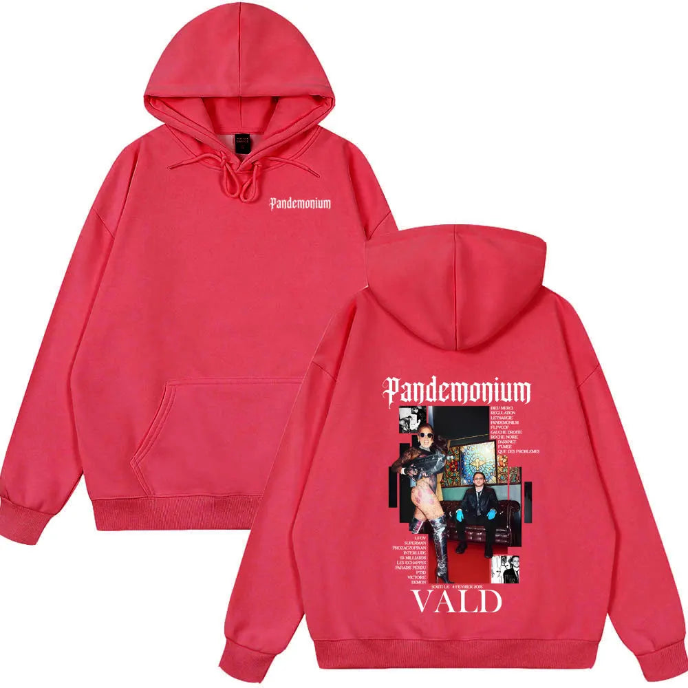 Hot Sale Wear Rapper Vald PANDEMONIUM Album Graphic Hoodie Men Women Hip Hop Fashion Hoodies Male Vintage Wear Winter Streetwear
