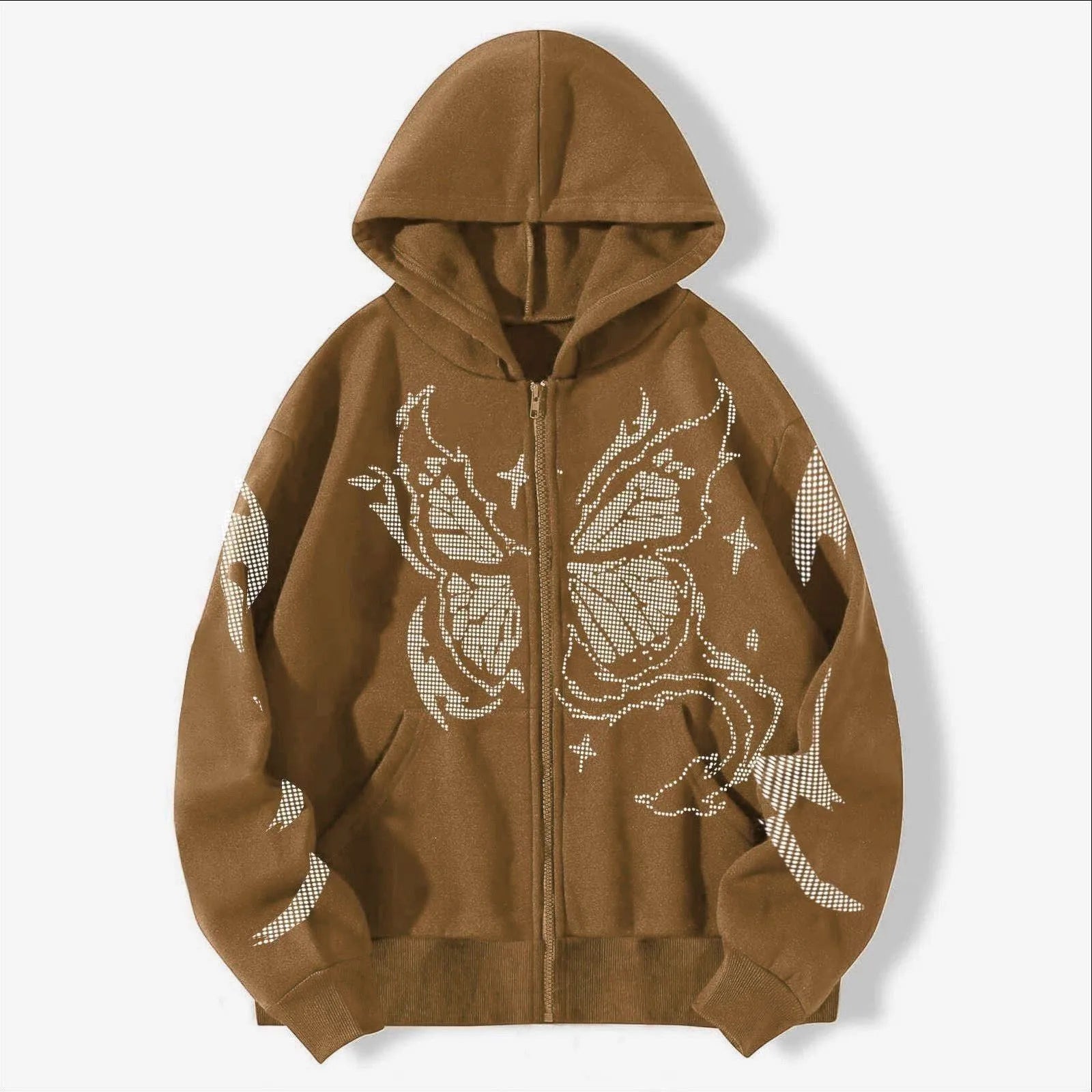 Hoodies Y2k Women Fashion Casual Monogram Print Long Sleeve Drawstring Hooded Sweatshirt Butterfly 2000s Clothes Y2k