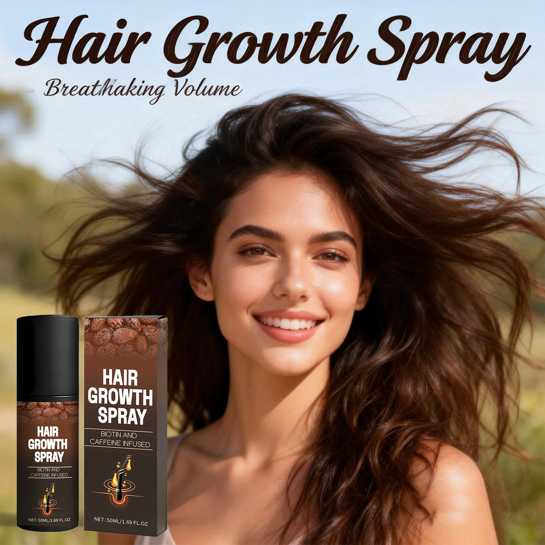 Hair Growth Spray Biotin and Caffeine Infused Promote Hair Growth Nourishing Scalp Reduce Hair Breakage Repair Roots Hair Care