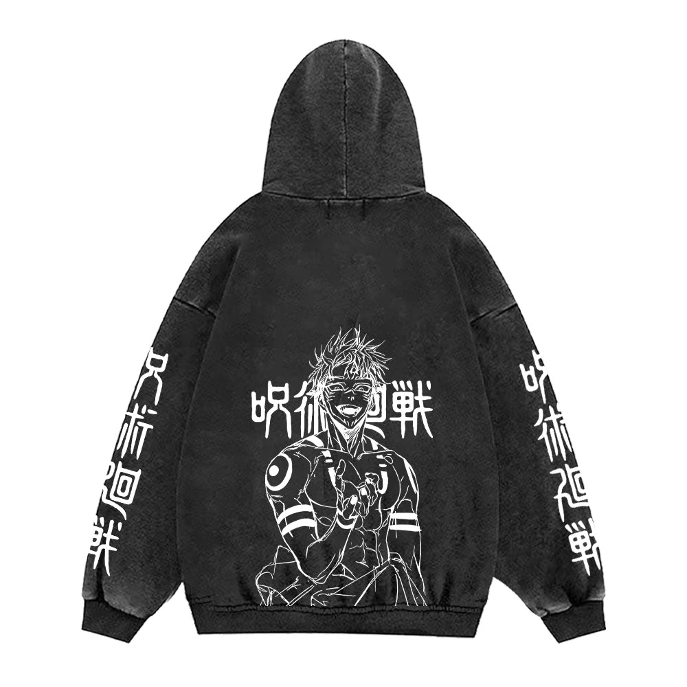 Jujutsu Kaisen Anime Hoodies Men Women 100%Cotton Toji Gothic Manga Sweatshirts Vintage Casual Pullover Fashion Streetwear Daily