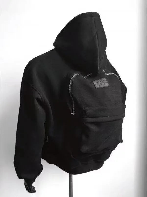Y2k trendy three-dimensional backpack hoodie men's clothing high street streetwear tops loose casual sportswear harajuku jacket