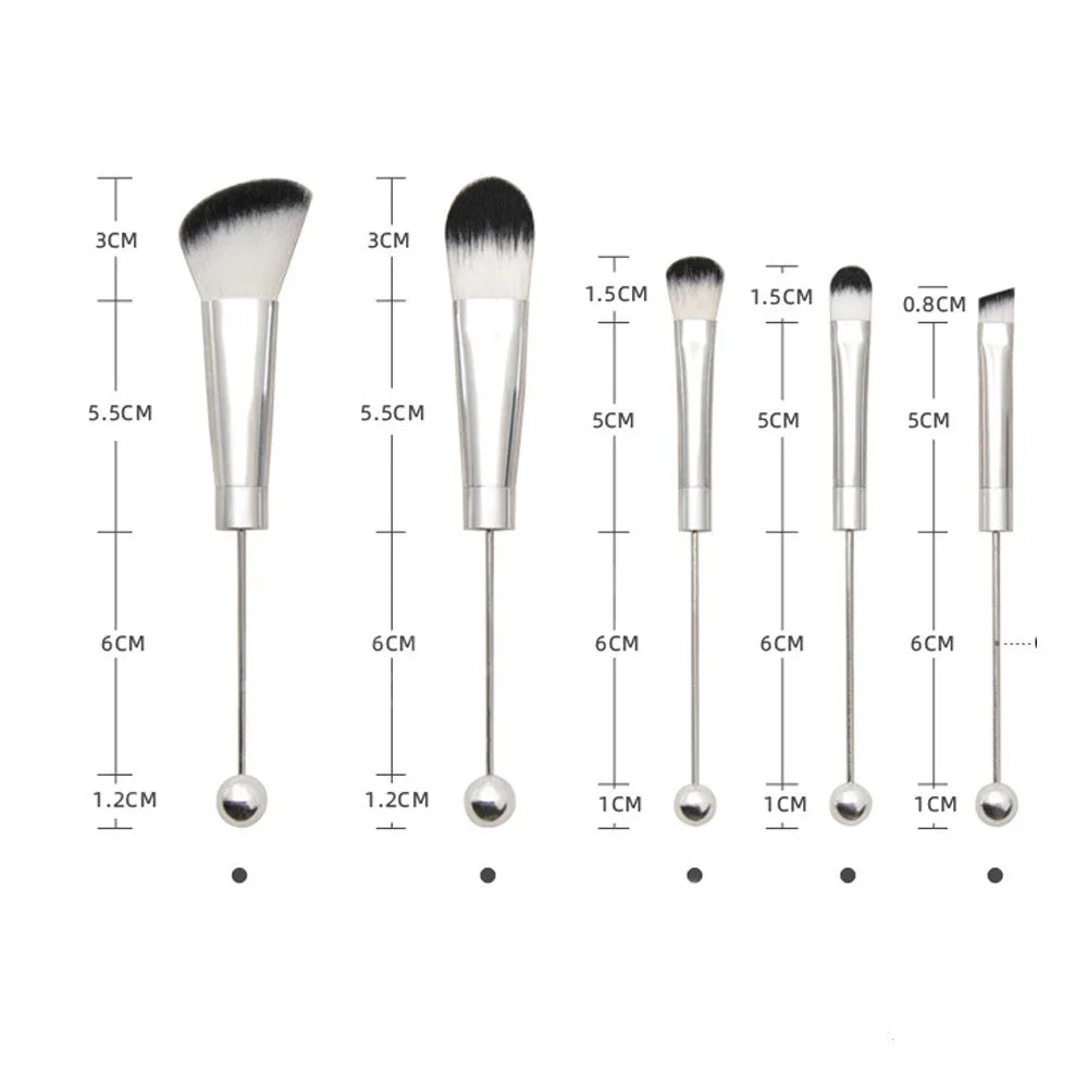 5pcs Beadable Makeup Brushes Unique Brushes Silicone Beads DIY Makeup Cosmetic Brushes Beaded Brushes Kit For DIY Halalzen