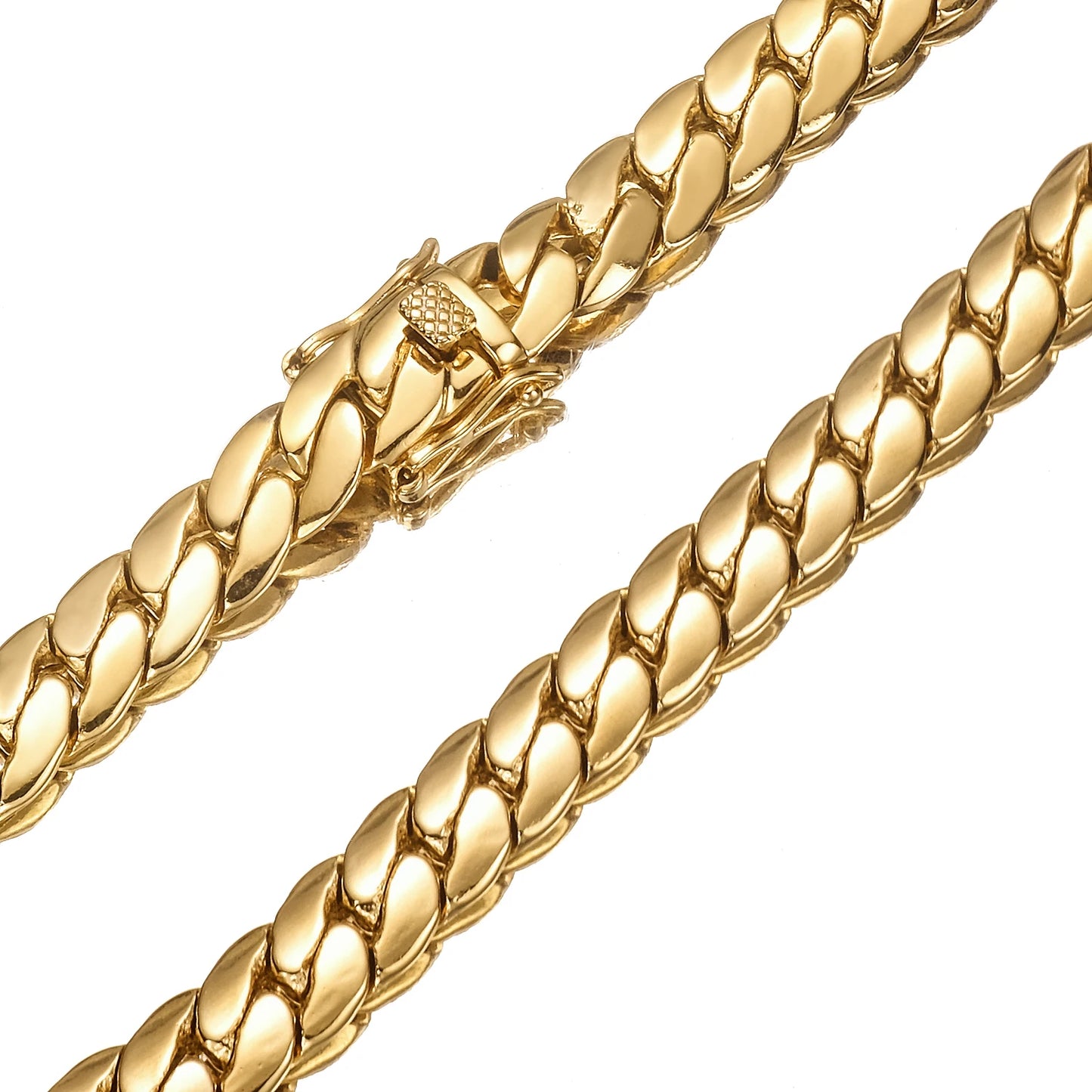 Hip Hop Bling 18K Gold-plated Cuban Link Chain Necklaces Tank Chain Men's Whip Chain Necklace Men Rapper Jewelry