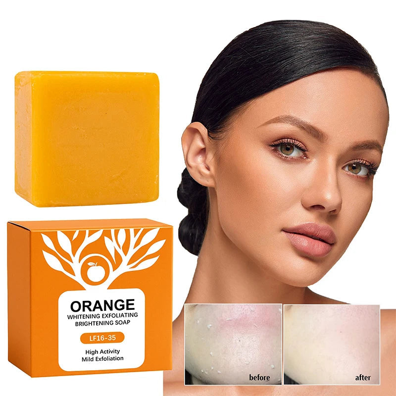 100g Orange Enzymes Mild Exfoliating Brightening Soap Bar,Face Body Gentle Cleansing Hydrating Moisturizing,Smooth Tender Skin Halalzen