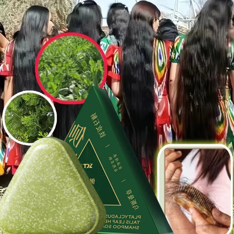 Seven Green Platycladi Usman Grass Handmade Shampoo Soap Refreshing Flushing Healthy Anti-removal Hair Nourishing Clean Product Halalzen