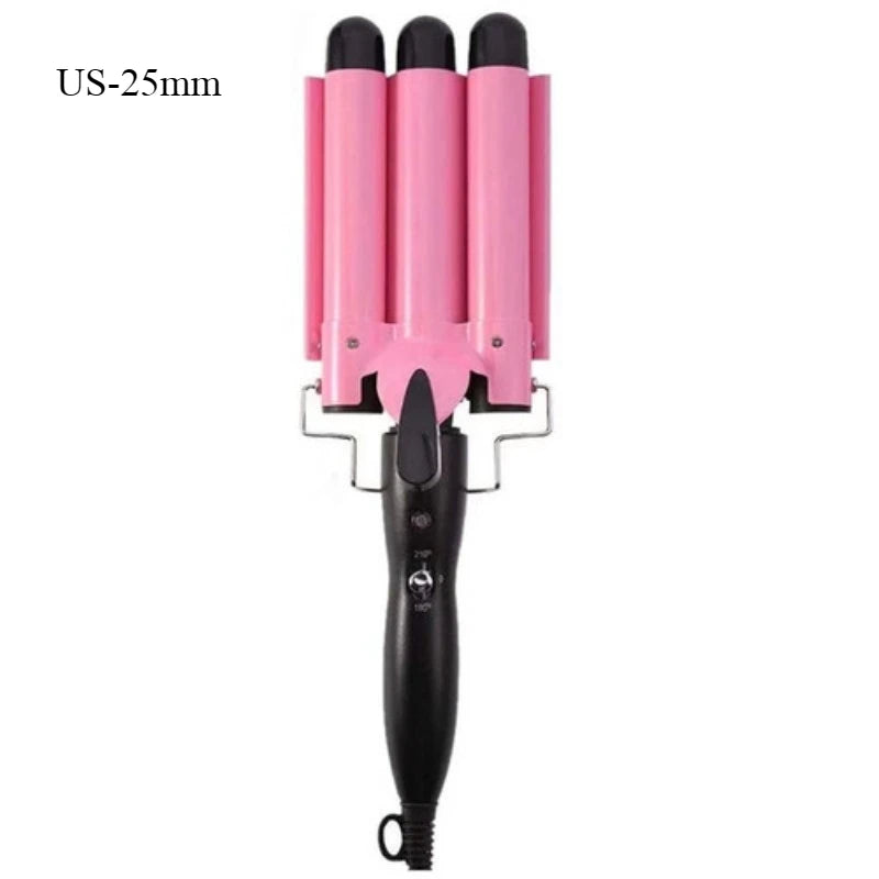 Professional Triple Barrel Hair Curler Ceramic Tourmaline Technology Fast Heating Anti Scalding Hair Styler Long Lasting Waves Halalzen