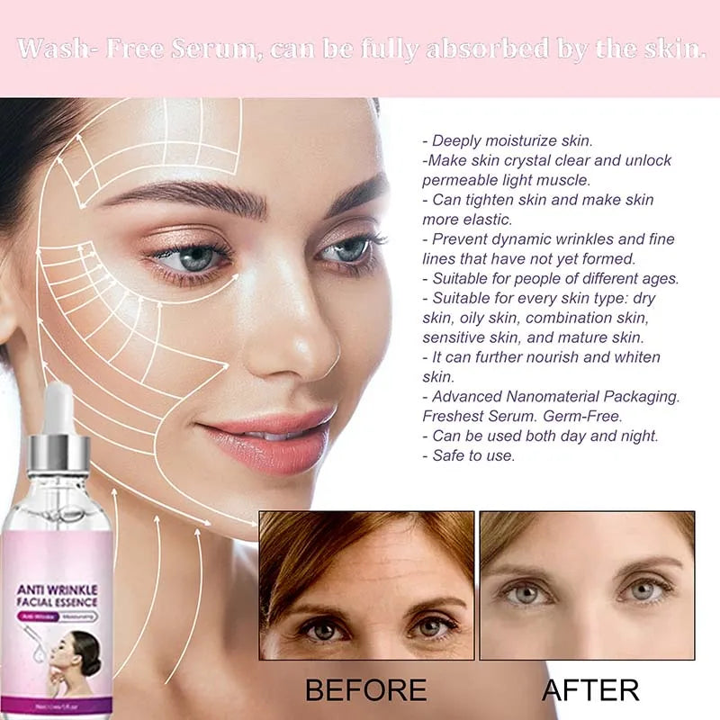 Instant Anti Wrinkle Effect Remove Facial Wrinkles Moisturizing Serum To Fine Lines Around The Eyes Crow's Feet Neck Wrinkle Halalzen