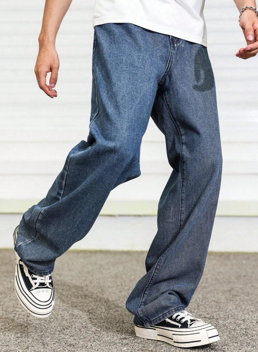 Men’s Relaxed Fit Straight Leg Jeans, Everyday Comfort for Lounging at Home to Quick Errands