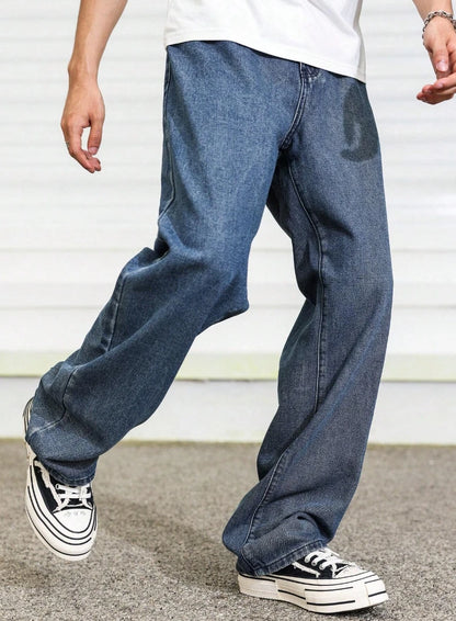 Men’s Relaxed Fit Straight Leg Jeans, Everyday Comfort for Lounging at Home to Quick Errands