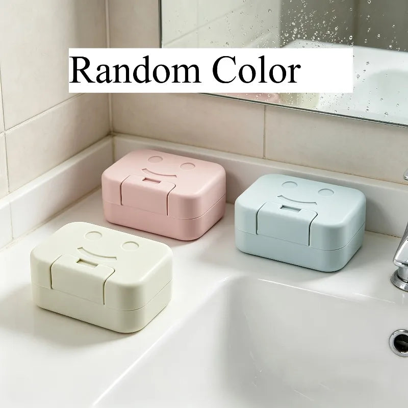 1pc Random Color Soap Box, Travel Soap Box, Convenient to Carry, Sealed Lidded Soap Box, No-Drill Bathroom Soap Box