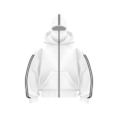 2025 Autumn and winter women's zippered sweater Coat solid color hooded sweater cardigan casual sports jacket tops