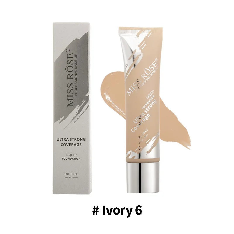 MISS ROSE Flat Tube Liquid Foundation Not Easy Fade, Moisturizing Foundation Cream Suitable For All Skin Tones Daily Face Makeup