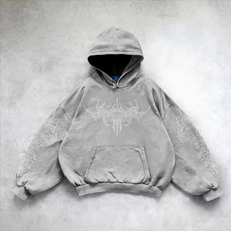Harajuku personalized geometric print design oversized graphic hoodies women trendy street y2k fashion casual couple sweatshirts