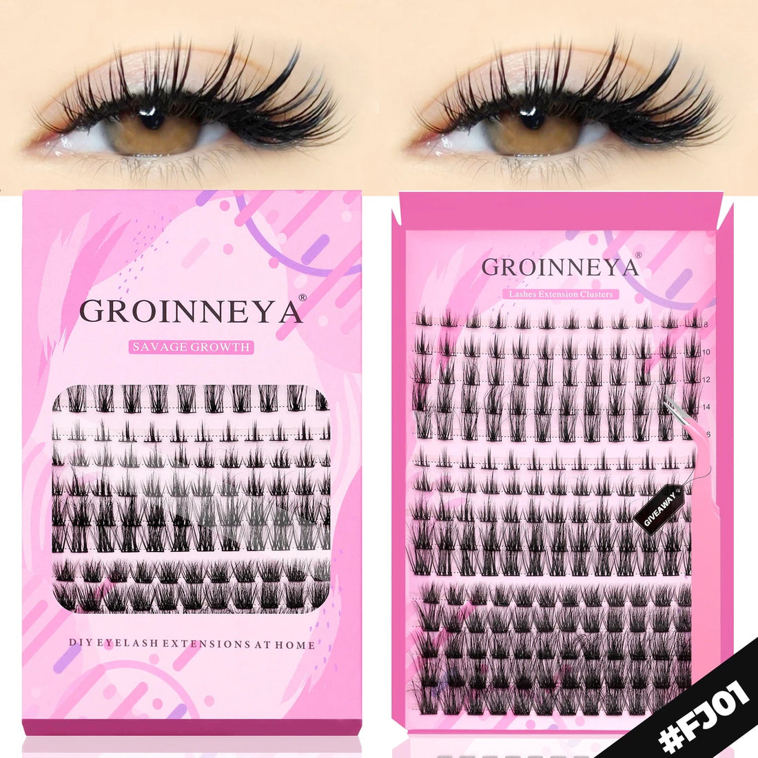GROINNEYA DIY Lashes Extension Kit Individual Lashes Clusters Faux Mink Eyelash Extension Mix set with Lash Natural Look Makeup Halalzen