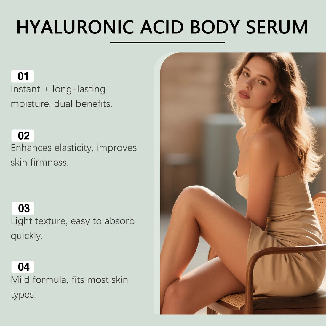 Hyaluronic Acid Body Serum Deep Hydrating Body Lotion for Smoother Plumper Looking Skin Lightweight Fast-Absorbing Body Care