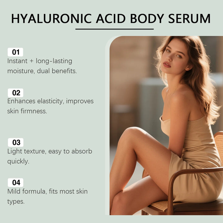 Hyaluronic Acid Body Serum Deep Hydrating Body Lotion for Smoother Plumper Looking Skin Lightweight Fast-Absorbing Body Care