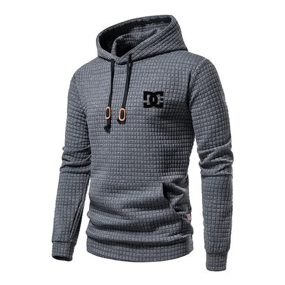 2025 New Spring and Autumn Europe men DC letters printed casual large pocket hoodie jumper small plaid jacquard plus size