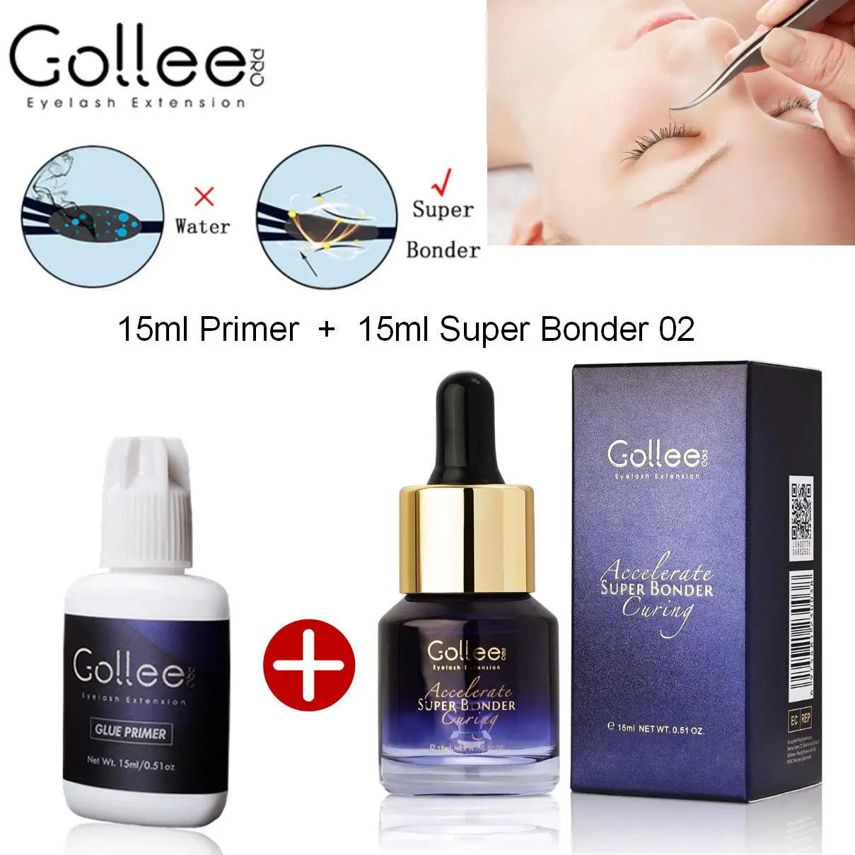 5Pcs Gollee 5ml Eyelashes Adhesive Glue Lash Bonder 15ml Low Odor False Eyelash Glue Waterproof Eye Lash Cosmetic Tools Makeup