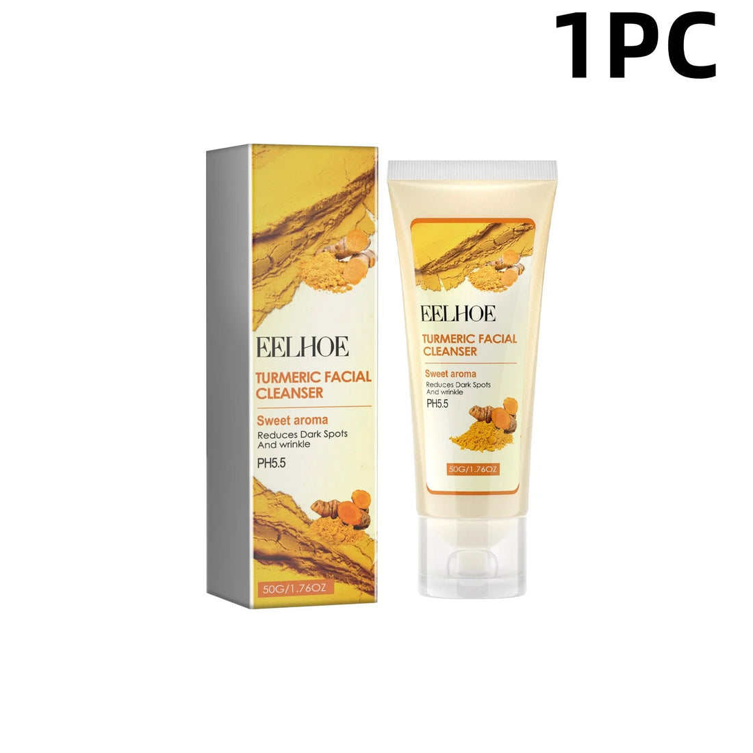 Turmeric Facial Cleanser Deeply Cleanses and Repairs The Skin Barrier Moisturizes Shrinks Pores Oil Control Blackheads Face Halalzen