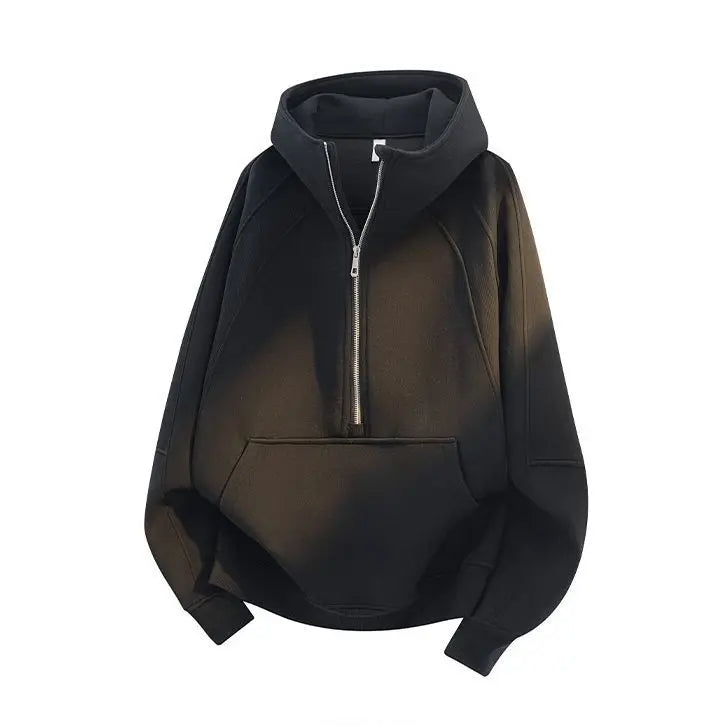 American Half-zipper Stand-up Collar Sweatshirt for Men's Fashion Brand Handsome Three-dimensional Hoodie