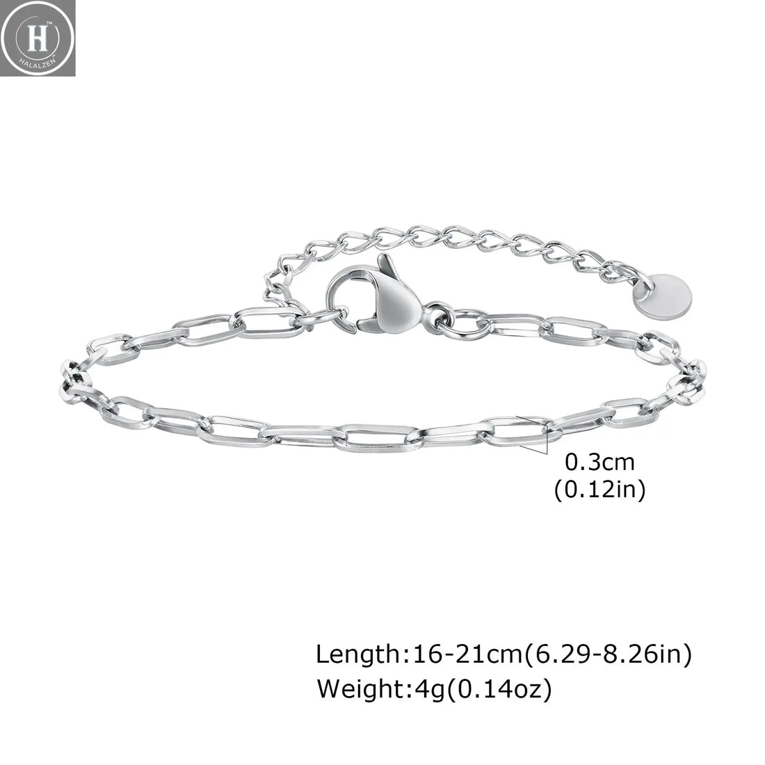 Women Chain Bracelet Silver Color, Stainless Steel Link Stackable Bracelets, Layered Fashion Accessories Gifts HALALZEN