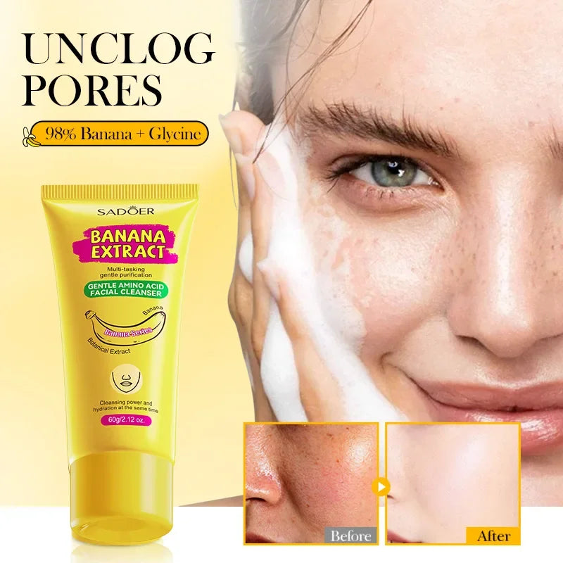 Amino Acid Cleansing Moisturizing Face Wash Oil Control Pore Shrinking Deep Clean Whitening Skin Care Banana Face Wash