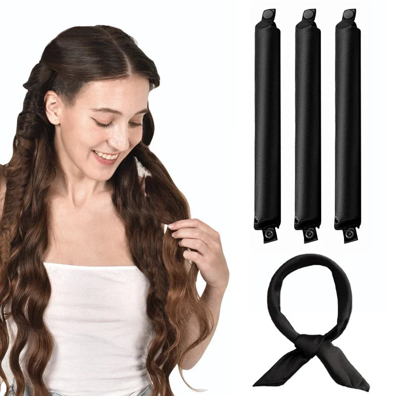 Heatless Hair Curler Curling Rod Headband No Heat Hair Rollers Satin Lazy Curls Soft Curlers Sleeping Flexi Rods Styling Tools Halalzen