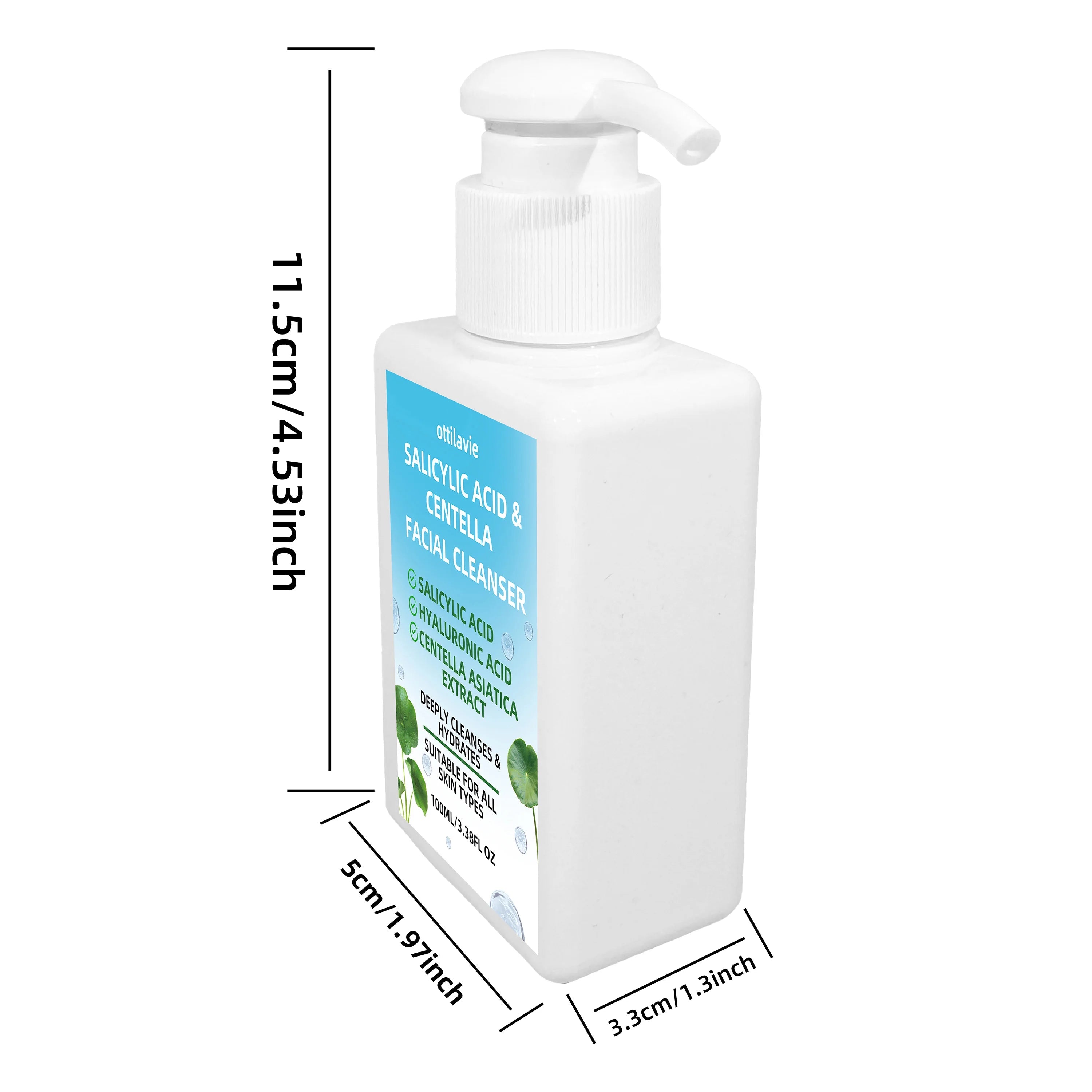 Ottilavie Salicylic Acid & Centella Face Wash: Gentle Exfoliating Cleanser for Deep Pore Care & Hydration, Daily Use, 100ml Halalzen