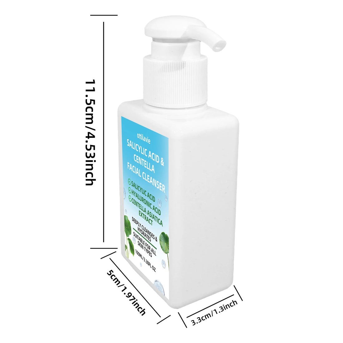 Ottilavie Salicylic Acid & Centella Face Wash: Gentle Exfoliating Cleanser for Deep Pore Care & Hydration, Daily Use, 100ml Halalzen