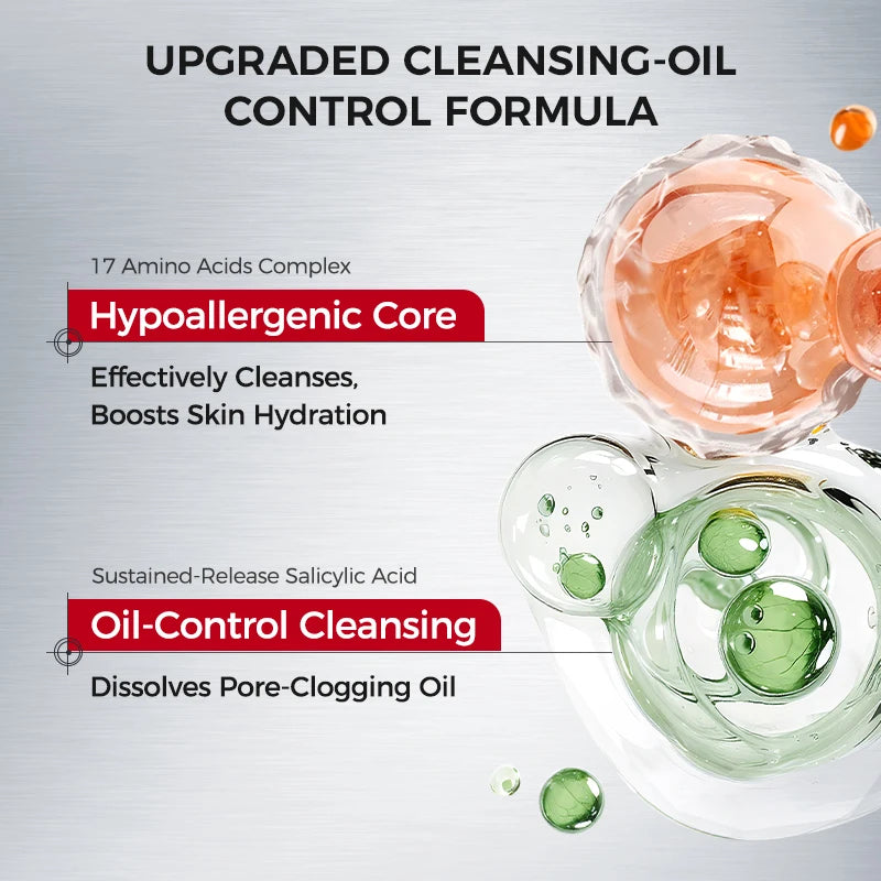 200ML Amino Acid Korean Facial Cleanser with Salicylic Acid Help with Pore Tighten, Acne & Blackheads Halalzen