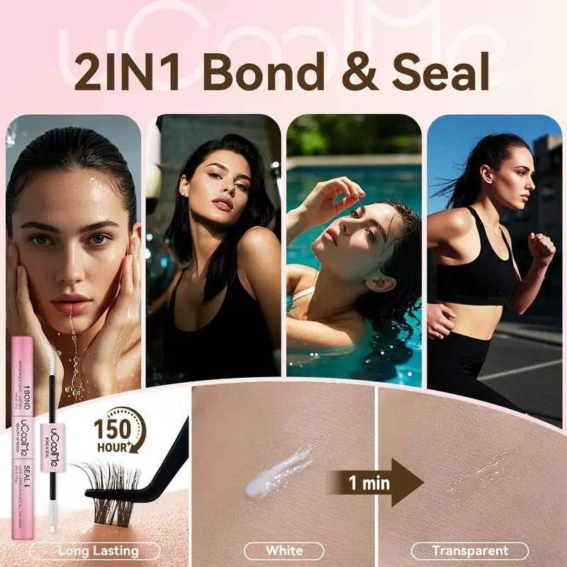uCoolMe Lashes Brown Flora Long-lasting Waterproof Wispy Clusters Kit with Bond and Seal Remover Beginner Friendly Makeup Tool